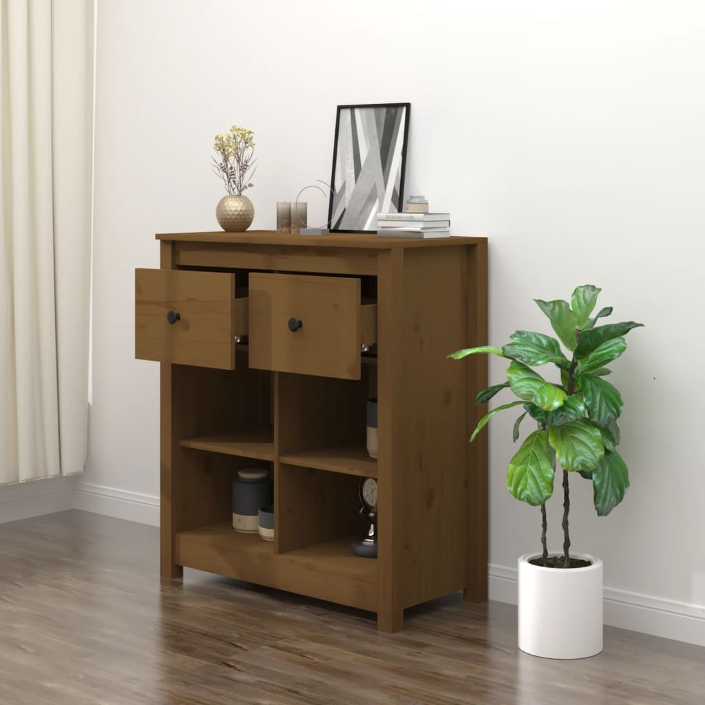 vidaXL Sideboard Honey Brown 70x35x80 cm Solid Wood Pine