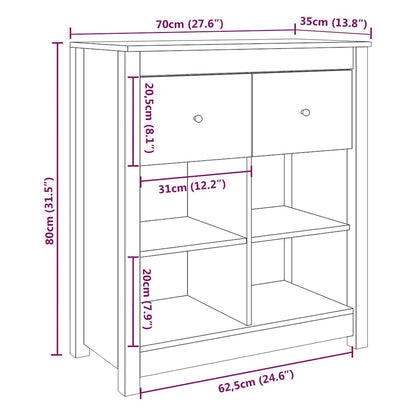 vidaXL Sideboard Honey Brown 70x35x80 cm Solid Wood Pine