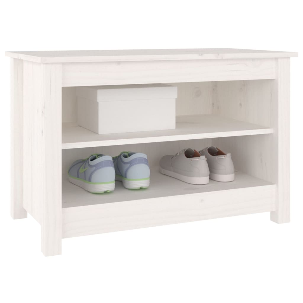 vidaXL Shoe Bench White 70x38x45.5 cm Solid Wood Pine