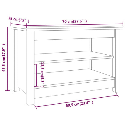 vidaXL Shoe Bench White 70x38x45.5 cm Solid Wood Pine