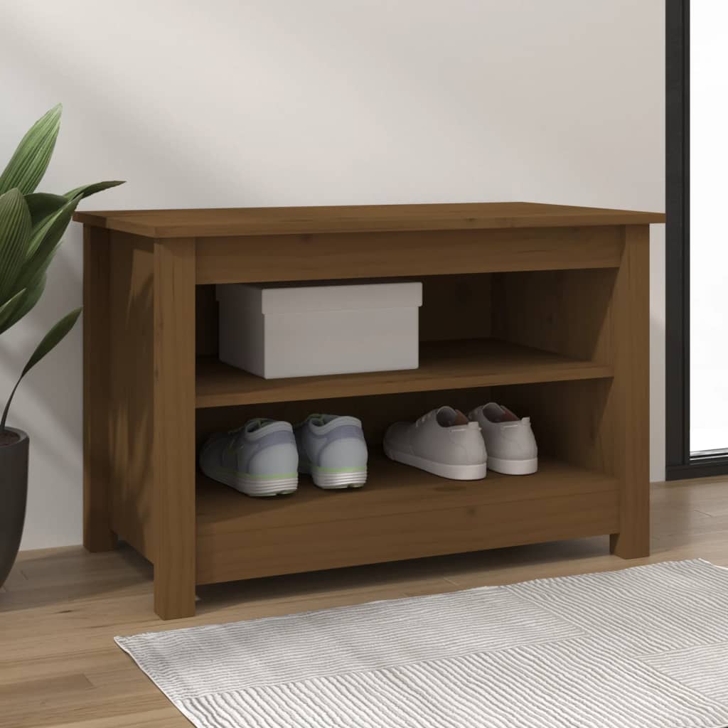 vidaXL Shoe Bench Honey Brown 70x38x45.5 cm Solid Wood Pine