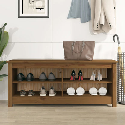 vidaXL Shoe Bench Honey Brown 110x38x45.5 cm Solid Wood Pine