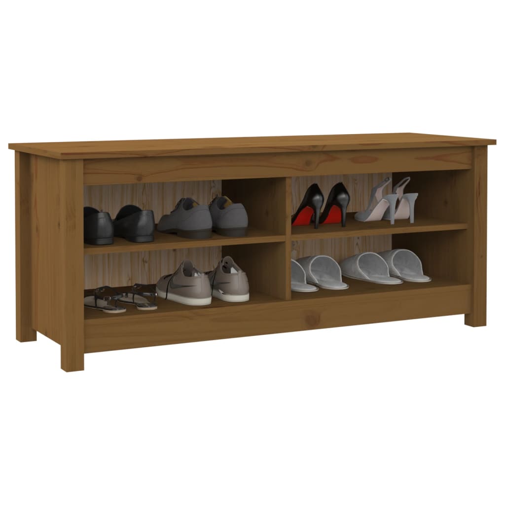 vidaXL Shoe Bench Honey Brown 110x38x45.5 cm Solid Wood Pine