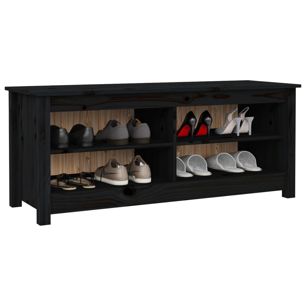 vidaXL Shoe Bench Black 110x38x45.5 cm Solid Wood Pine