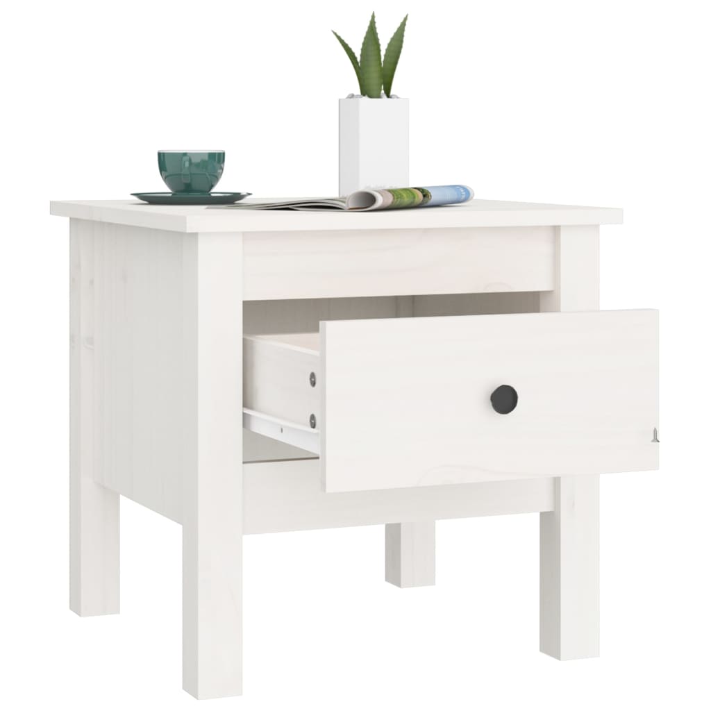 vidaXL Side Table White 40x40x39 cm Solid Wood Pine