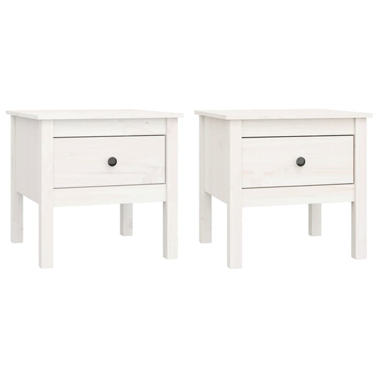 vidaXL Side Tables 2 pcs White 50x50x49 cm Solid Wood Pine