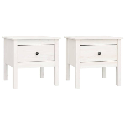 vidaXL Side Tables 2 pcs White 50x50x49 cm Solid Wood Pine