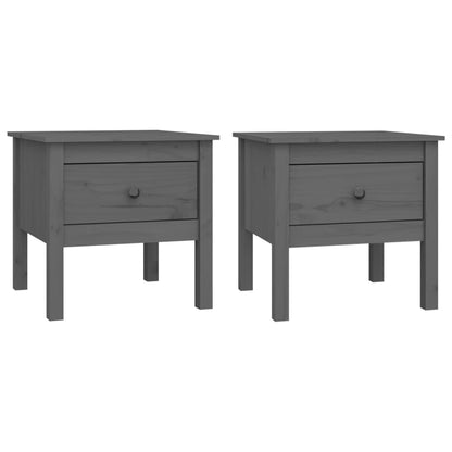 vidaXL Side Tables 2 pcs Grey 50x50x49 cm Solid Wood Pine