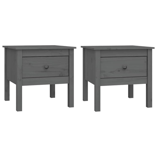 vidaXL Side Tables 2 pcs Grey 50x50x49 cm Solid Wood Pine