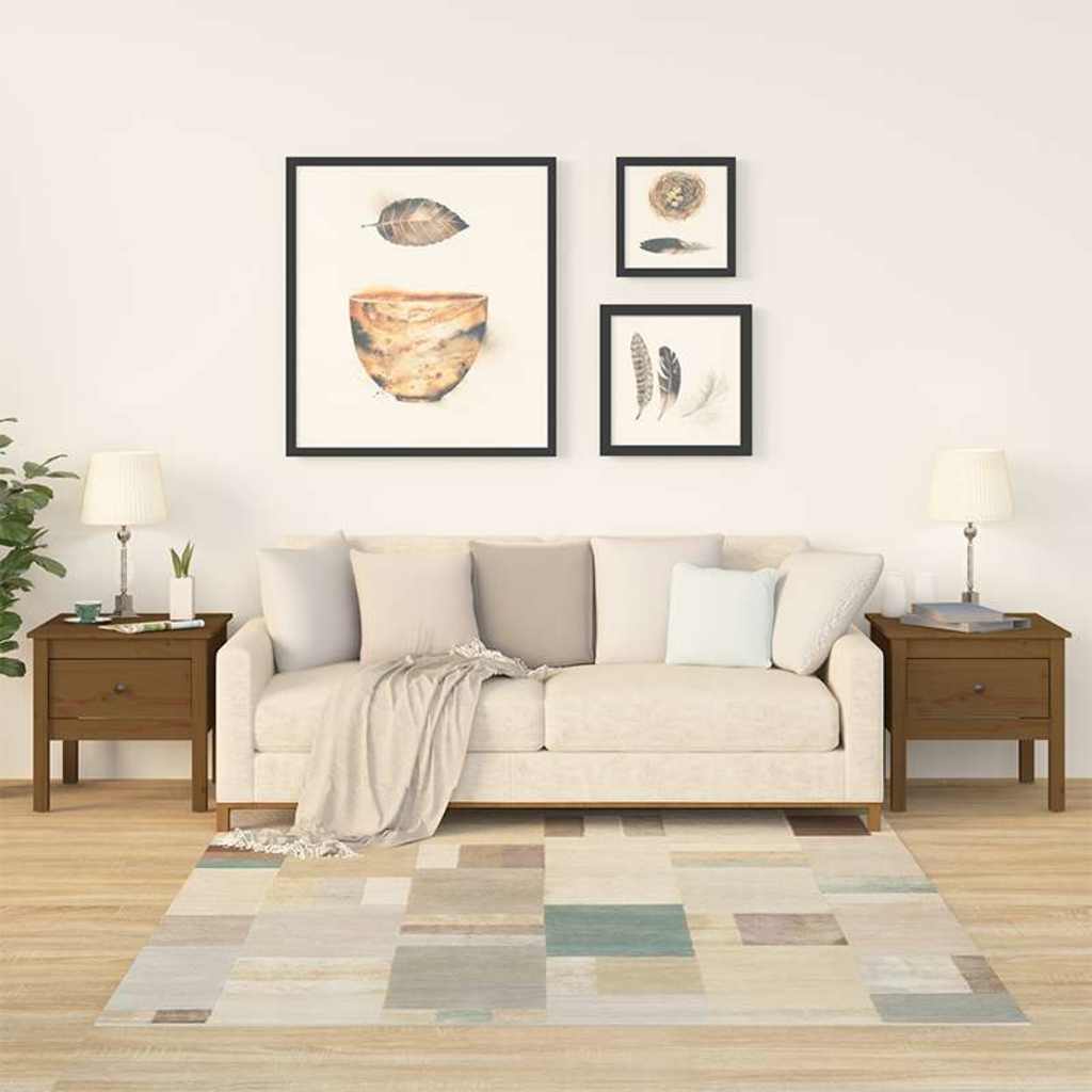 vidaXL Side Tables 2 pcs Honey Brown 50x50x49 cm Solid Wood Pine