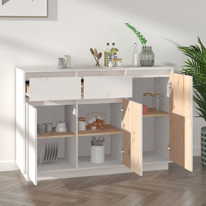 vidaXL Sideboard White 110x34x75 cm Solid Wood Pine