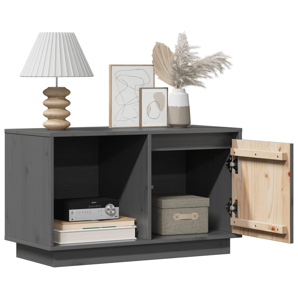 vidaXL TV Cabinet Grey 74x35x44 cm Solid Wood Pine