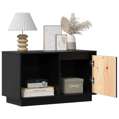 vidaXL TV Cabinet Black 74x35x44 cm Solid Wood Pine