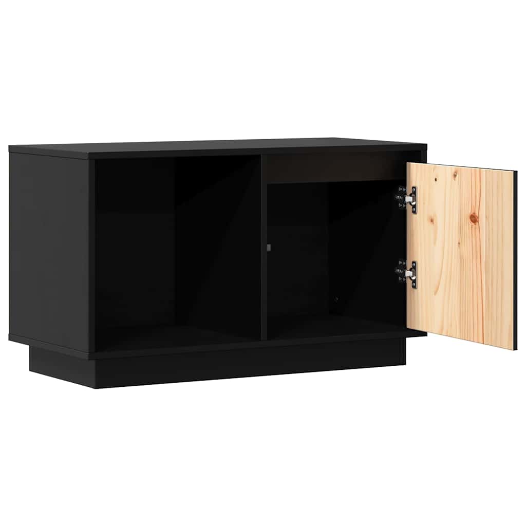 vidaXL TV Cabinet Black 74x35x44 cm Solid Wood Pine