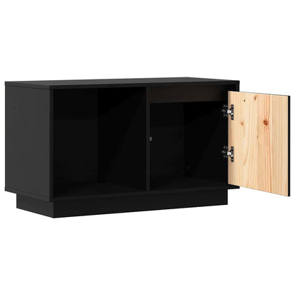 vidaXL TV Cabinet Black 74x35x44 cm Solid Wood Pine