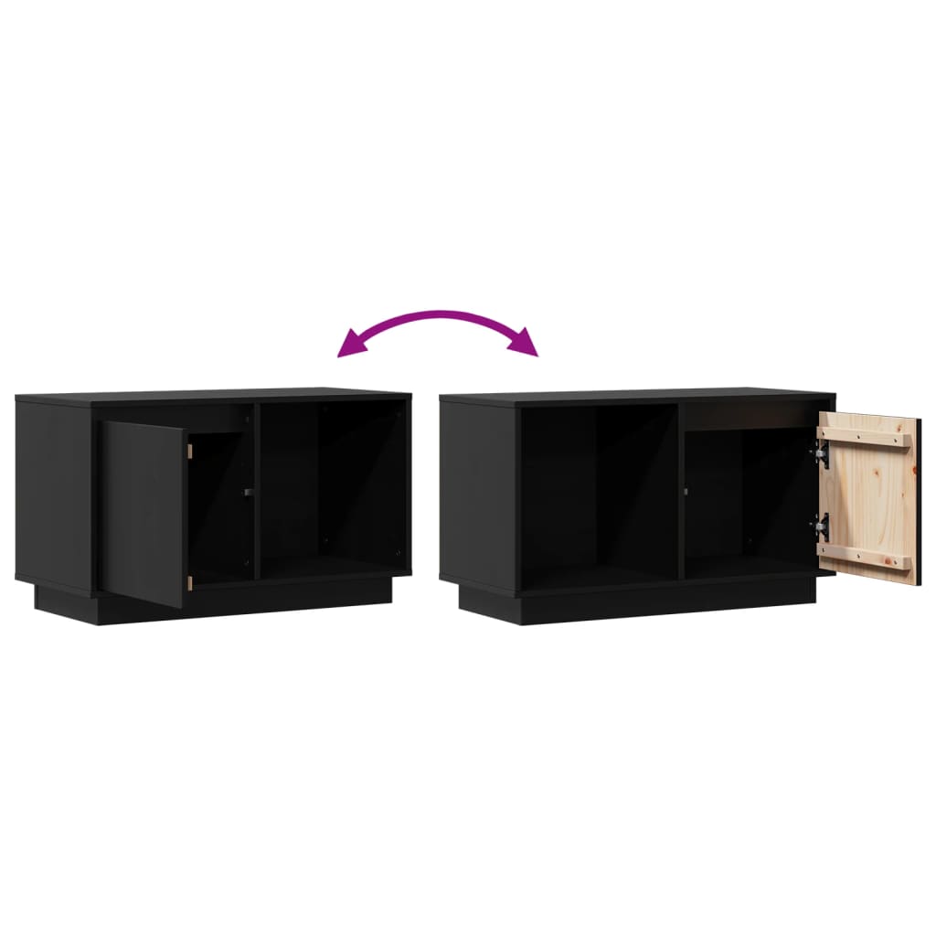 vidaXL TV Cabinet Black 74x35x44 cm Solid Wood Pine