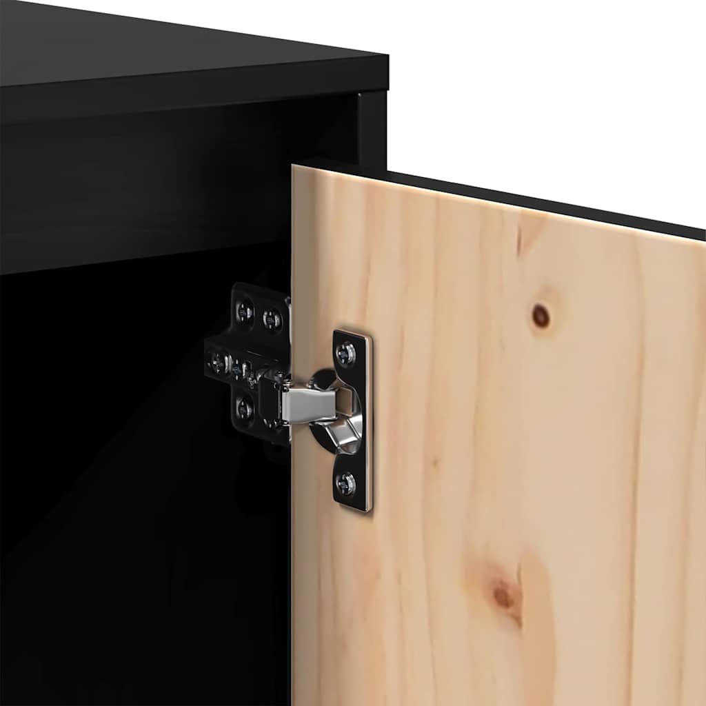vidaXL TV Cabinet Black 74x35x44 cm Solid Wood Pine