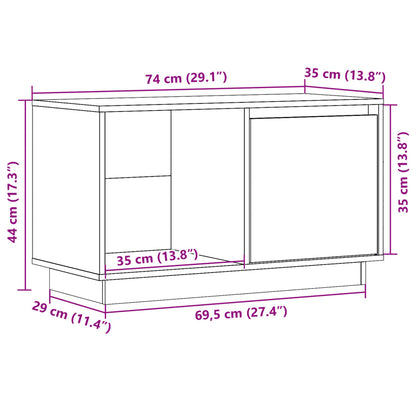 vidaXL TV Cabinet Black 74x35x44 cm Solid Wood Pine