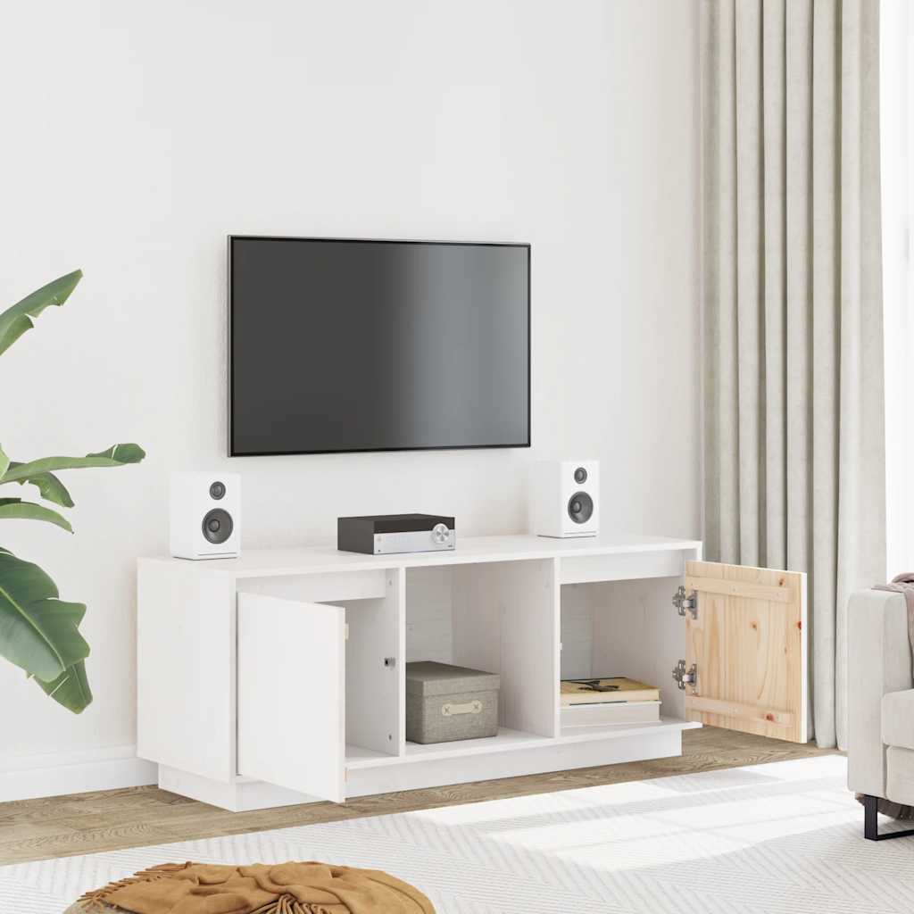 vidaXL TV Cabinet White 110.5x35x44 cm Solid Wood Pine