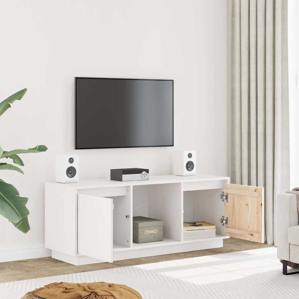 vidaXL TV Cabinet White 110,5x35x44 cm Solid Wood Pine