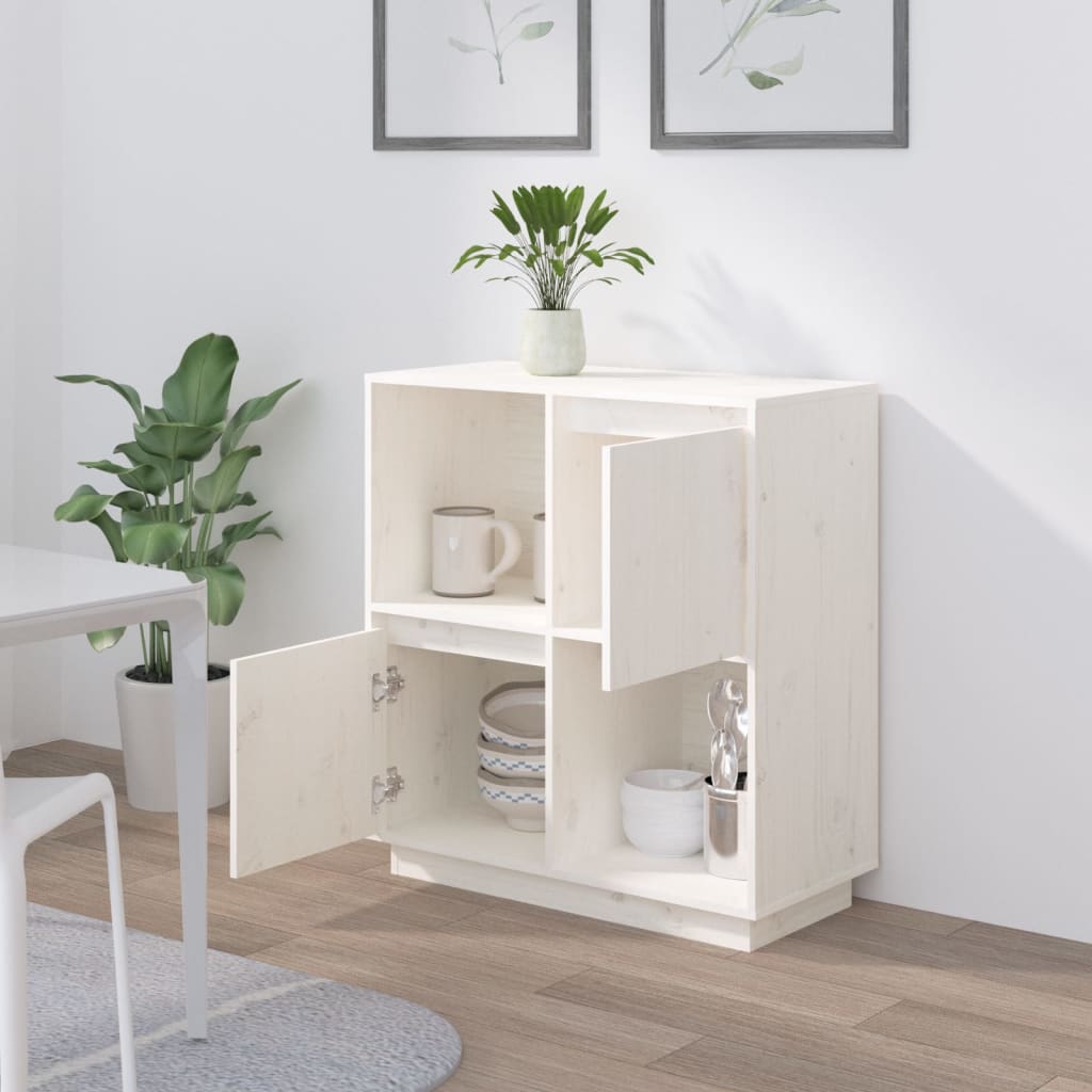 vidaXL Sideboard White 74x35x80 cm Solid Wood Pine