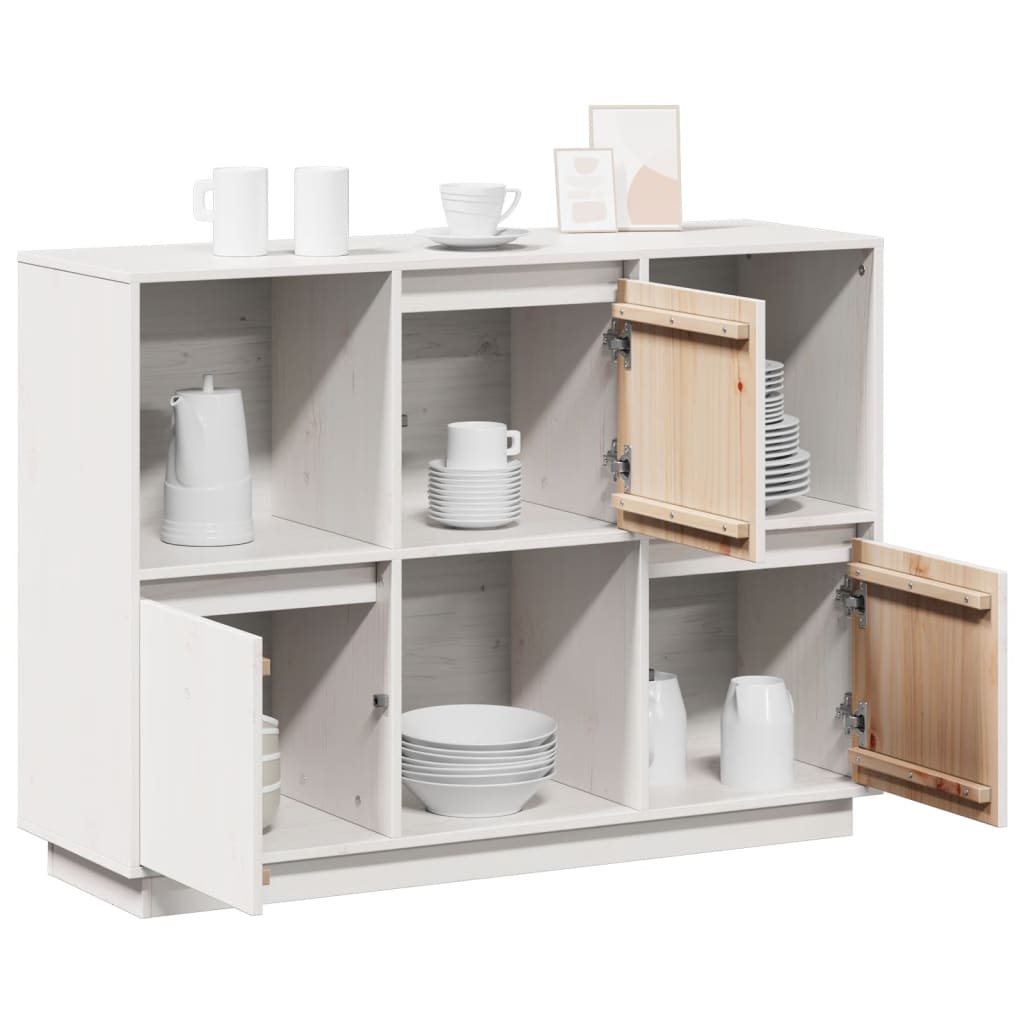 vidaXL Sideboard White 110.5x35x80 cm Solid Wood Pine