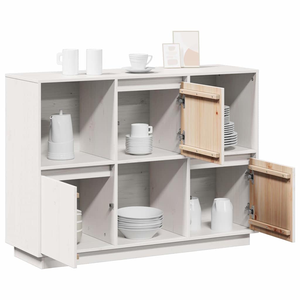 vidaXL Sideboard White 110,5x35x80 cm Solid Wood Pine