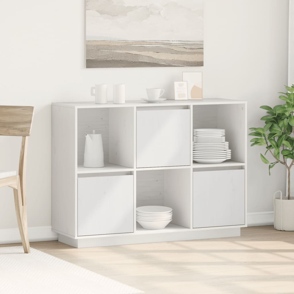 vidaXL Sideboard White 110.5x35x80 cm Solid Wood Pine