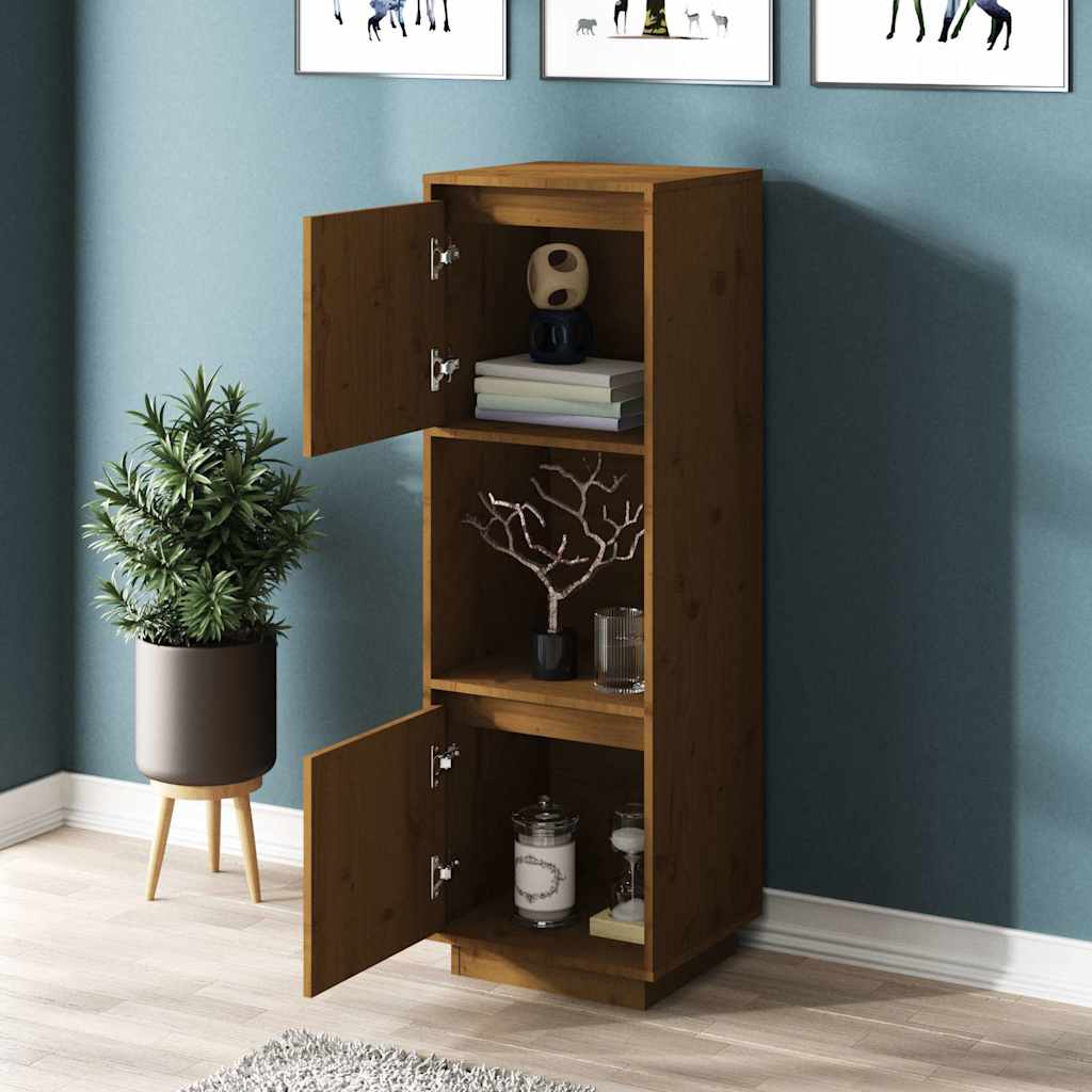 vidaXL Highboard Honey Brown 38x35x117 cm Solid Wood Pine