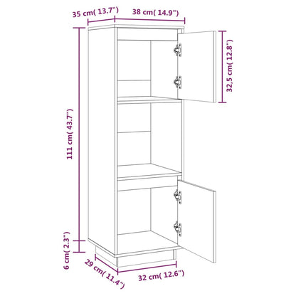 vidaXL Highboard Honey Brown 38x35x117 cm Solid Wood Pine