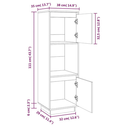 vidaXL Highboard Honey Brown 38x35x117 cm Solid Wood Pine
