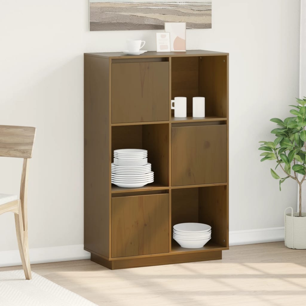 vidaXL Highboard Honey Brown 74x35x117 cm Solid Wood Pine
