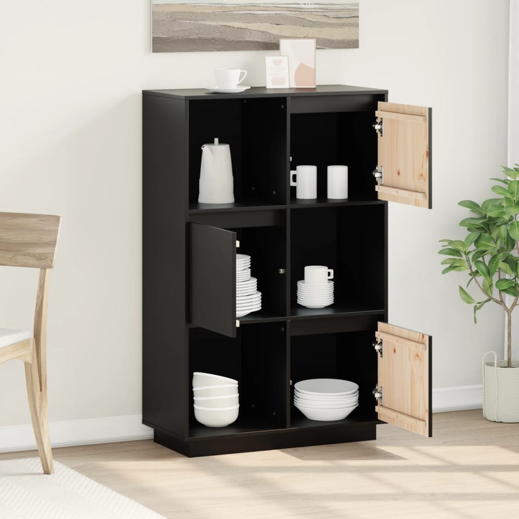vidaXL Highboard | Black | Solid pine wood | Medium | Reversible | Highboard