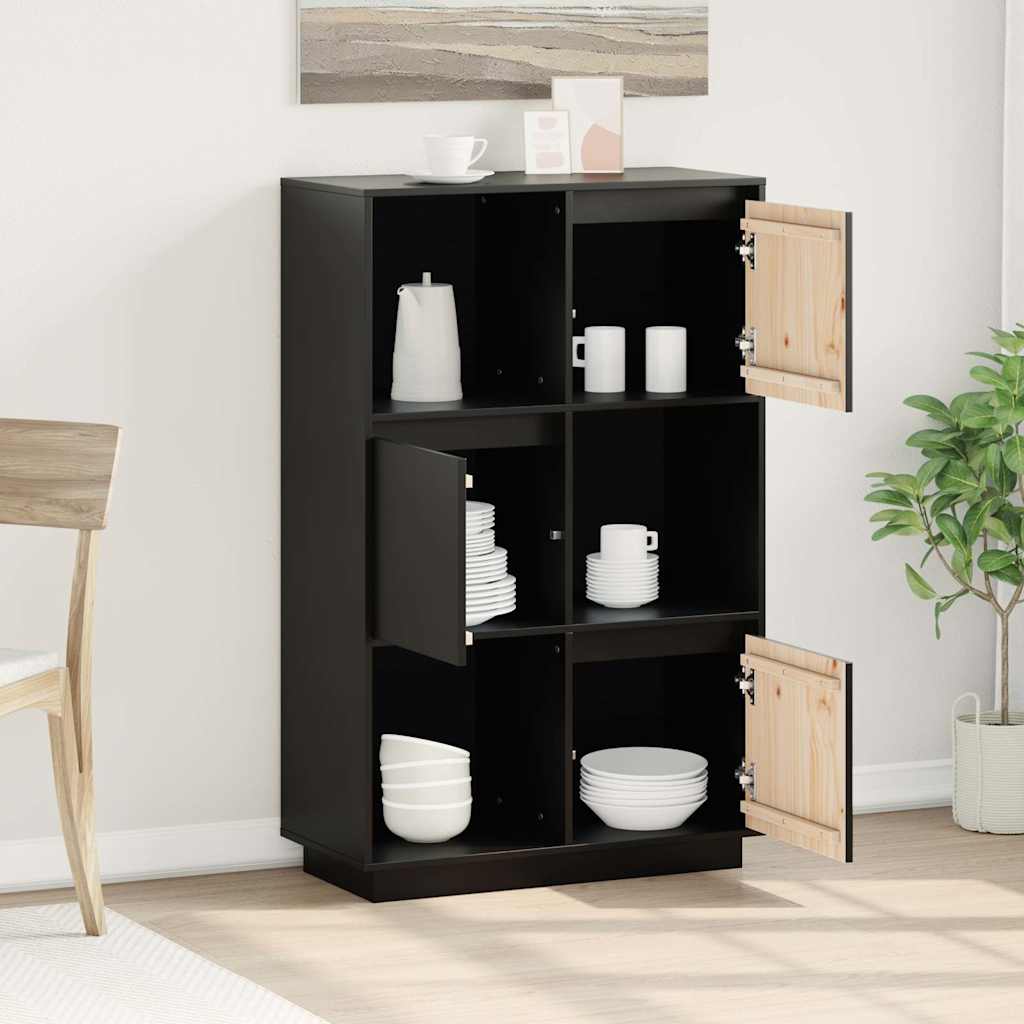 vidaXL Highboard Black 74x35x117 cm Solid Wood Pine