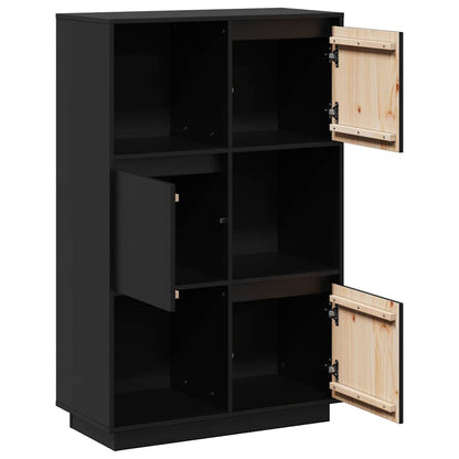 vidaXL Highboard Black 74x35x117 cm Solid Wood Pine