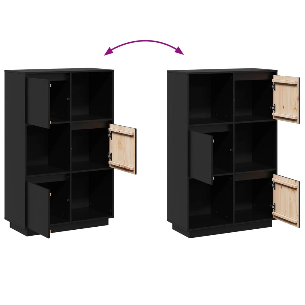vidaXL Highboard | Black | Solid pine wood | Medium | Reversible | Highboard