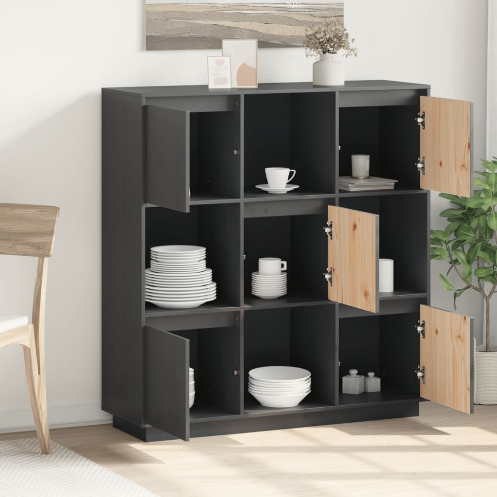 vidaXL Highboard Grey 110.5x35x117 cm Solid Wood Pine