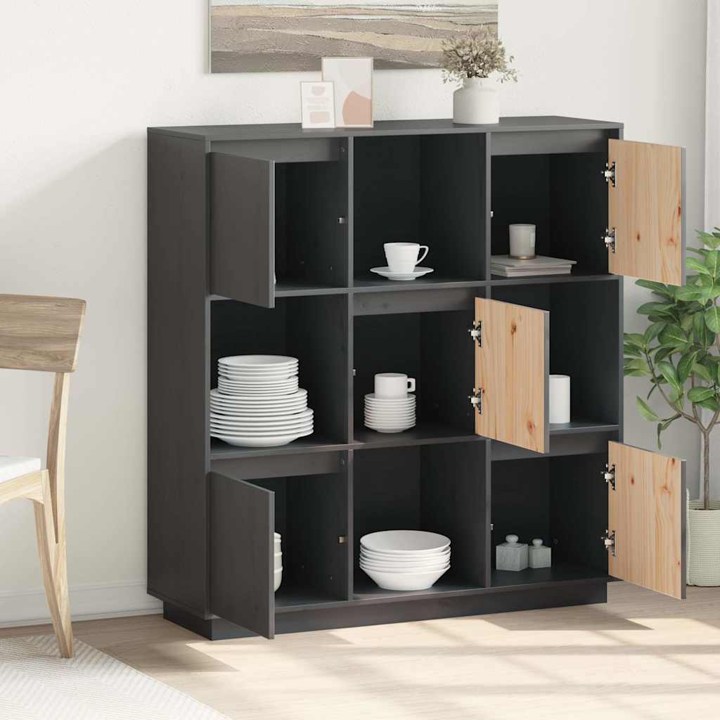 vidaXL Highboard Grey 110,5x35x117 cm Solid Wood Pine