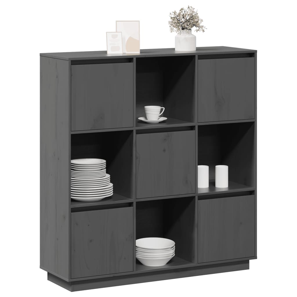 vidaXL Highboard Grey 110.5x35x117 cm Solid Wood Pine