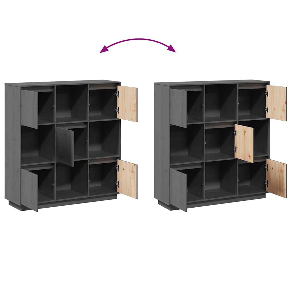 vidaXL Highboard Grey 110,5x35x117 cm Solid Wood Pine