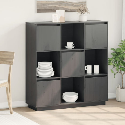 vidaXL Highboard Grey 110.5x35x117 cm Solid Wood Pine