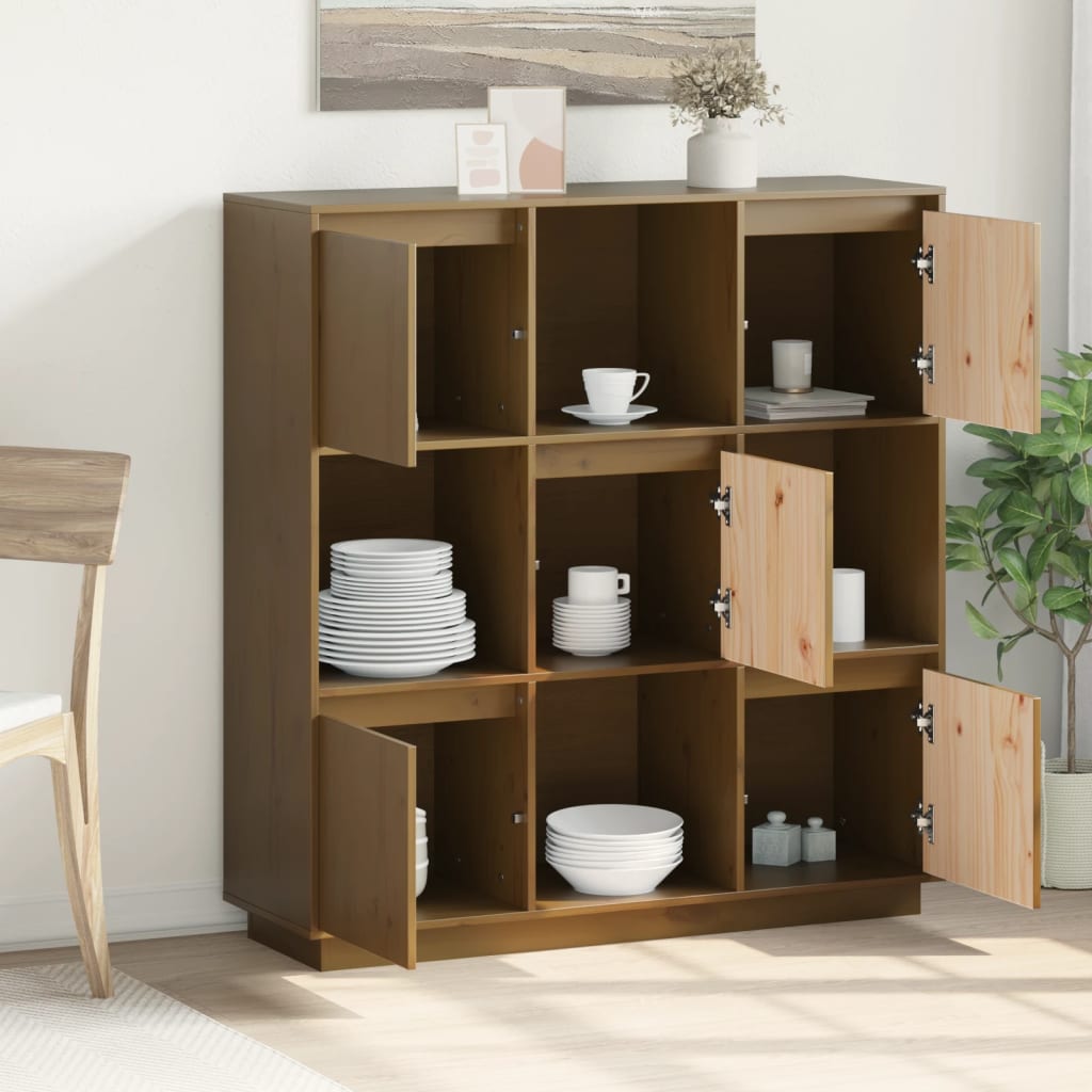 vidaXL Highboard Honey Brown 110.5x35x117 cm Solid Wood Pine