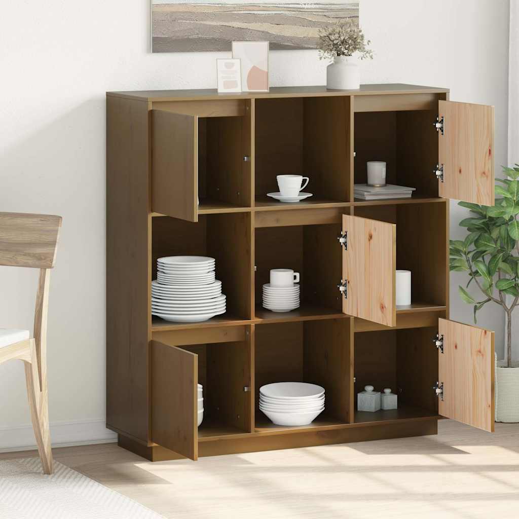 vidaXL Highboard Honey Brown 110,5x35x117 cm Solid Wood Pine
