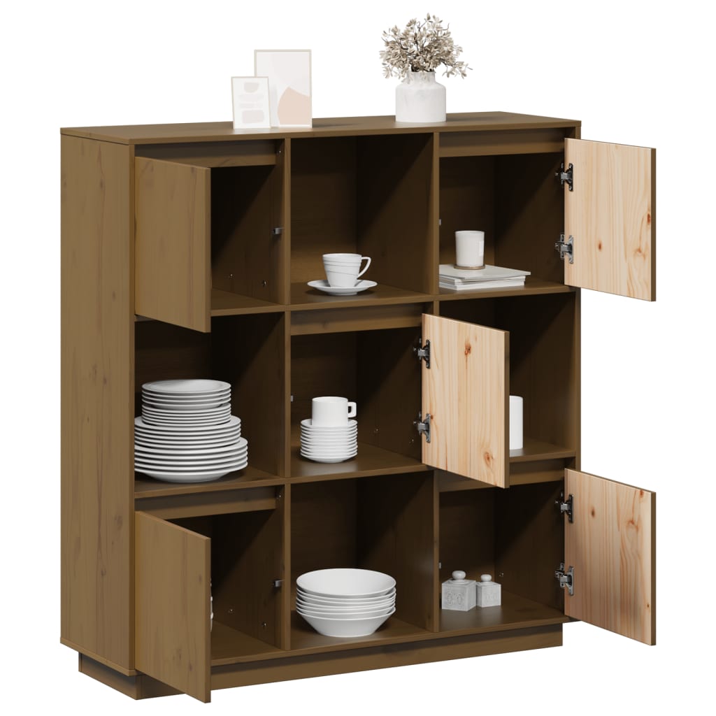 vidaXL Highboard Honey Brown 110.5x35x117 cm Solid Wood Pine