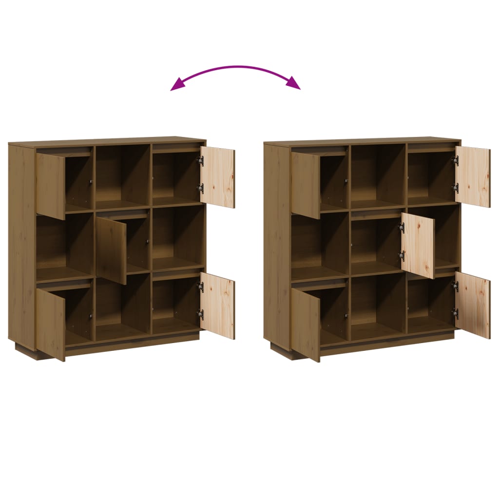 vidaXL Highboard Honey Brown 110.5x35x117 cm Solid Wood Pine