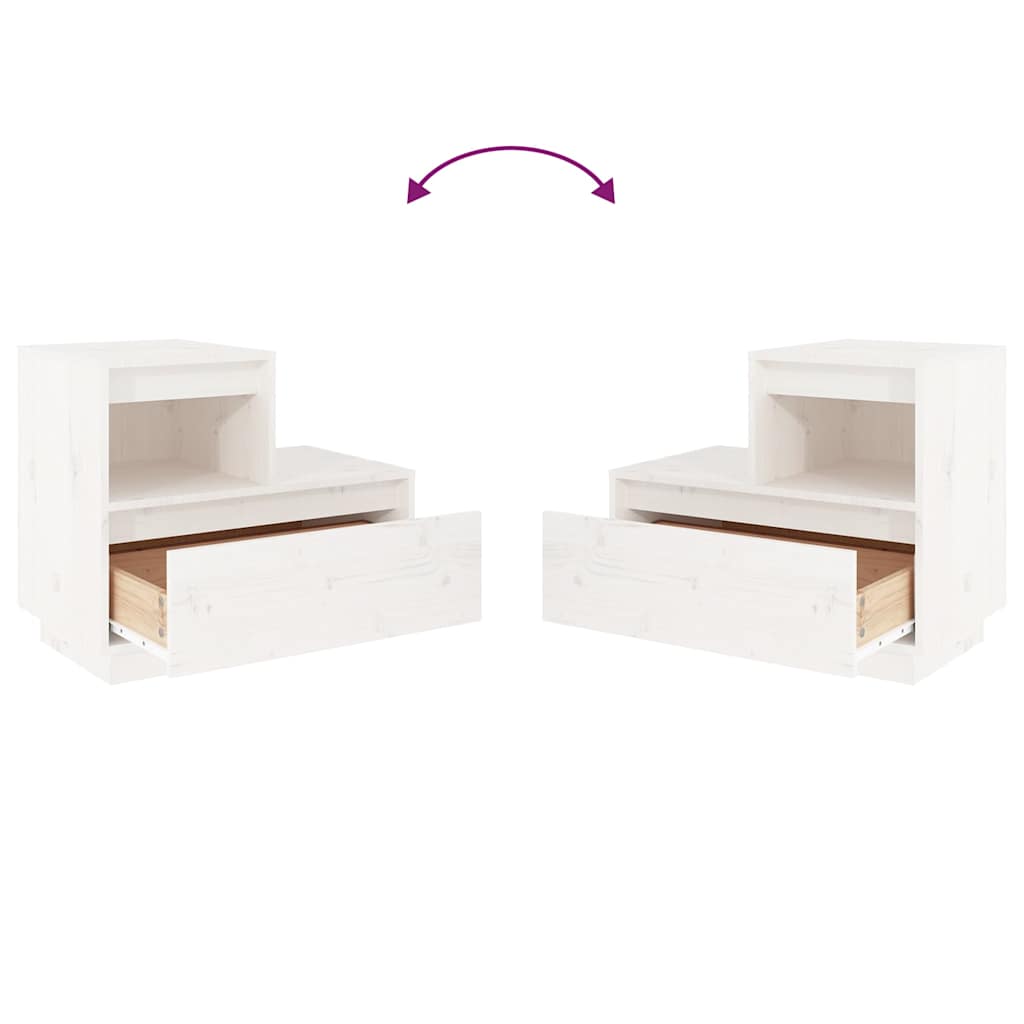vidaXL Bedside Cabinets 2 pcs White 60x34x51 cm Solid Wood Pine