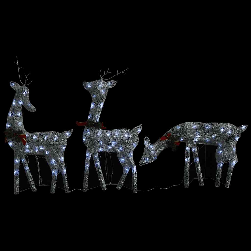 vidaXL Christmas Reindeer Family 270x7x90 cm Silver Cold White Mesh