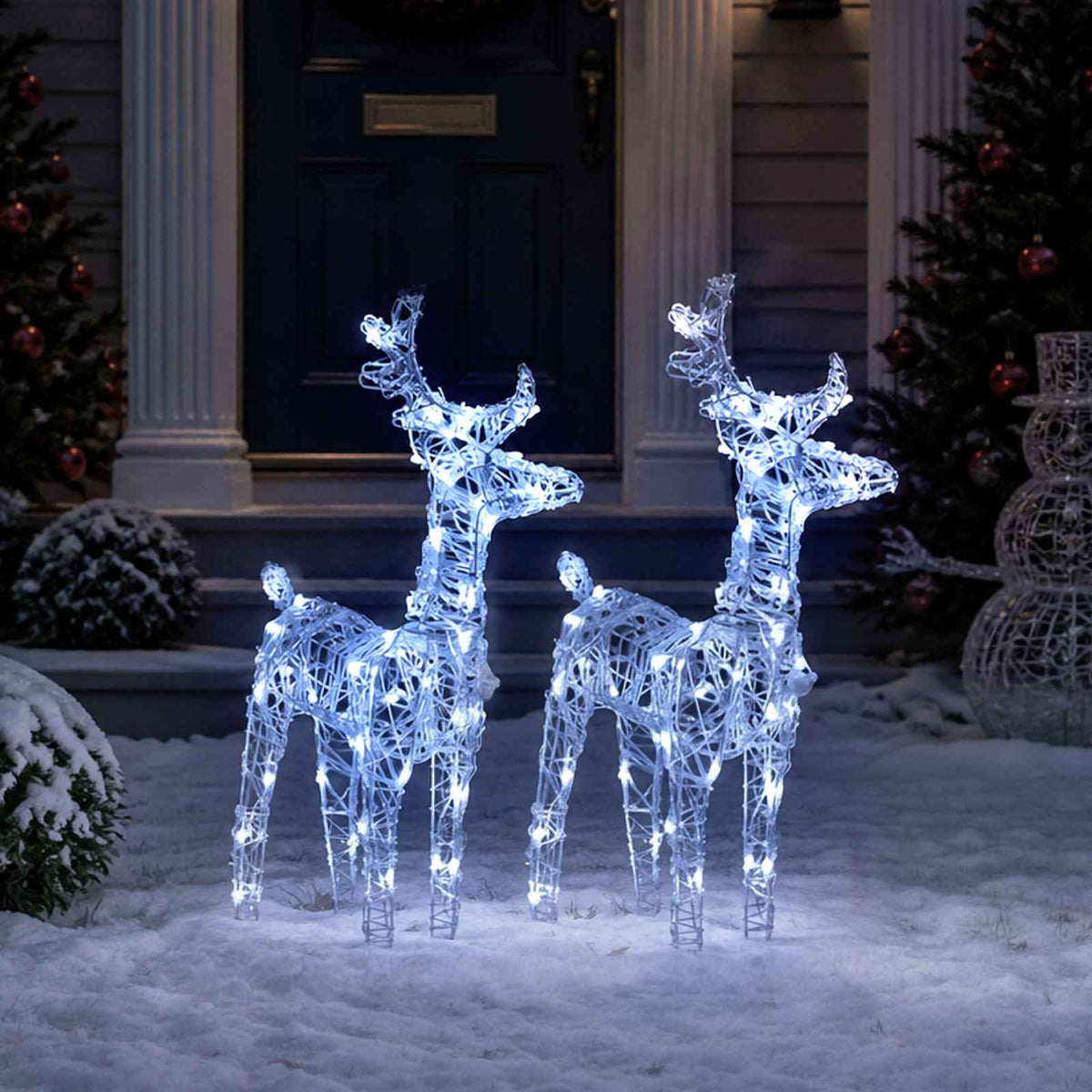 vidaXL Christmas Reindeers 2 pcs Cold White 80 LEDs Acrylic