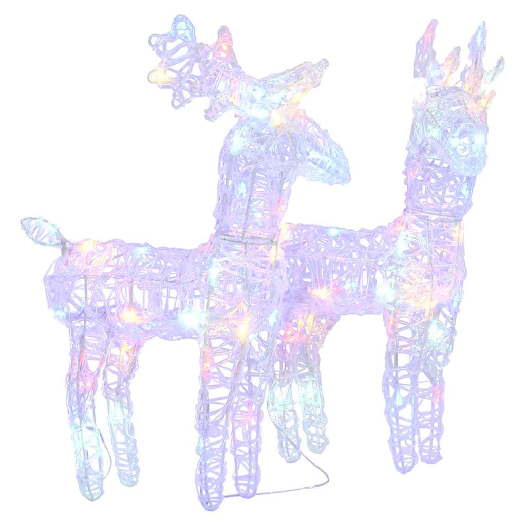 vidaXL Christmas Reindeers 2 pcs Multicolour 80 LEDs Acrylic