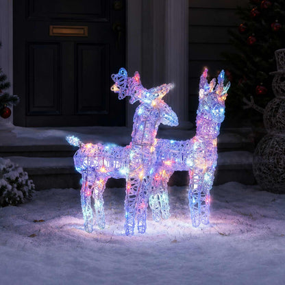 vidaXL Christmas Reindeers 2 pcs Multicolour 80 LEDs Acrylic